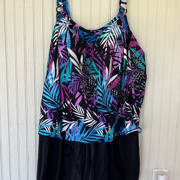 Tummy Control Sz 22 Swim For All 365 Romper Tank Overlay Swim Suit Adj Straps - Picture 11 of 13